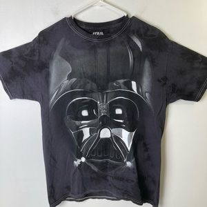 Star Wars Darth Vader Face Black on Black Tie Dye Tee Shirt, Medium